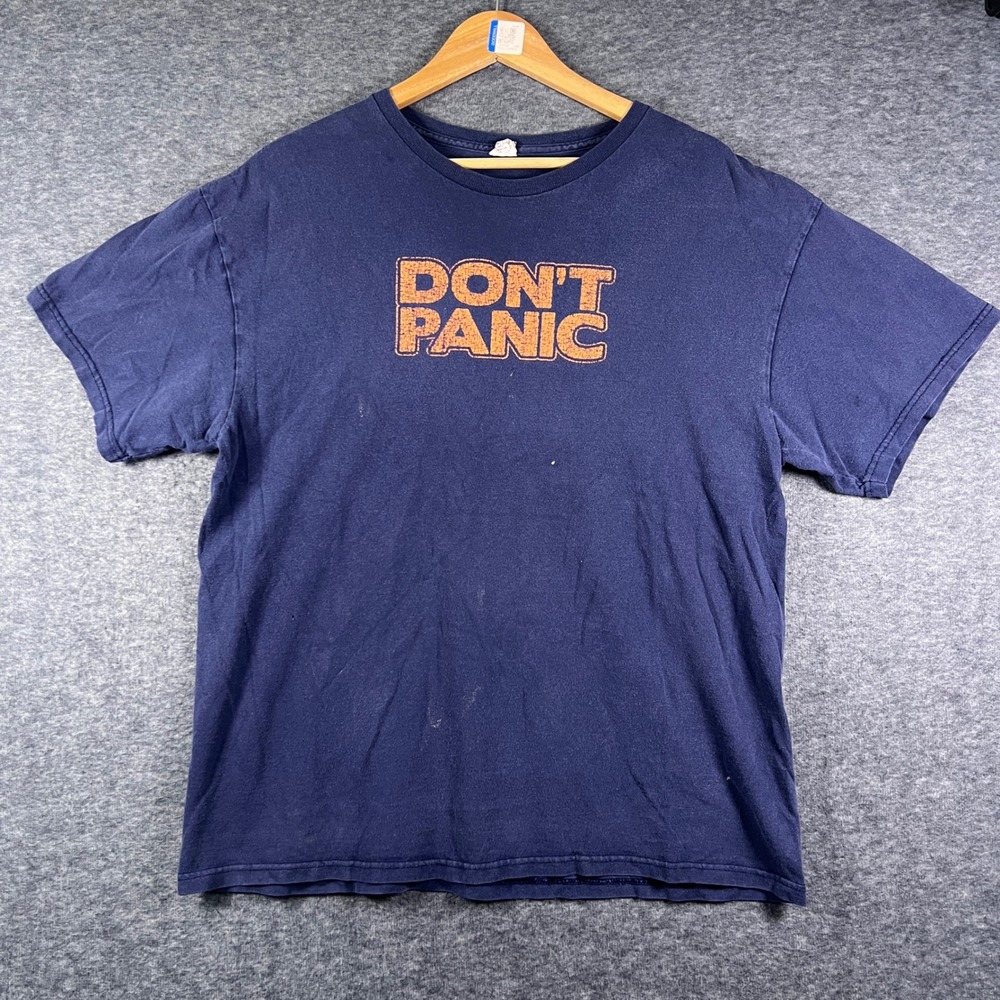 Vintage Delta Pro Weight Dont Panic Graphic T-Shirt Navy Blue XL Mens Retro Tee